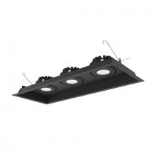 Nora NMRT3-3RL530FBB - Three-Head Flanged LED Multiple Lighting Trim, 3500lm per Head w/ Flood Optic, 3000K, Regressed