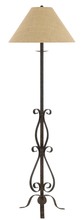 CAL Lighting BO-2703FL - 150W 3 Way Ekalaka Wrough Iron Floor Lamp With Burlap Shade