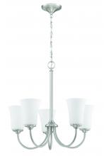 Craftmade 50425-BNK-WG - Gwyneth 5 Light Chandelier in Brushed Polished Nickel (White Glass)