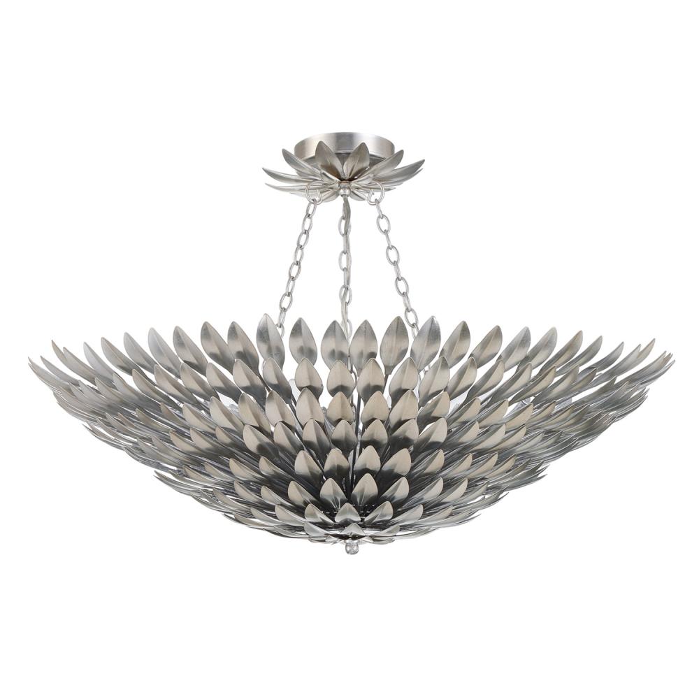 Broche 8 Light Antique Silver Semi Flush Mount