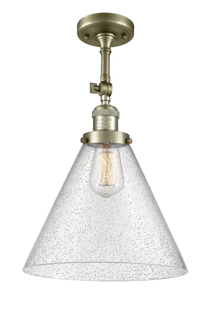 Cone - 1 Light - 12 inch - Antique Brass - Adjustable Semi-Flush Mount