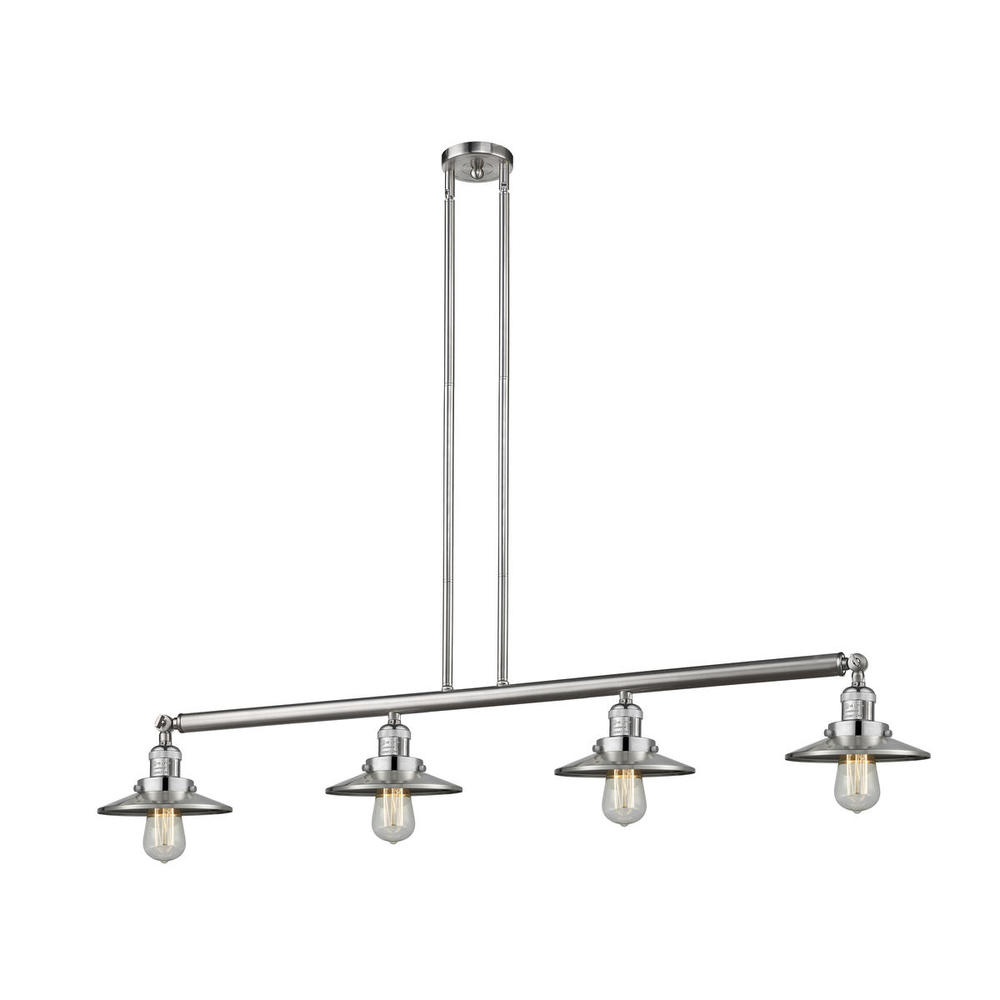 Railroad - 4 Light - 53 inch - Brushed Satin Nickel - Stem Hung - Island Light