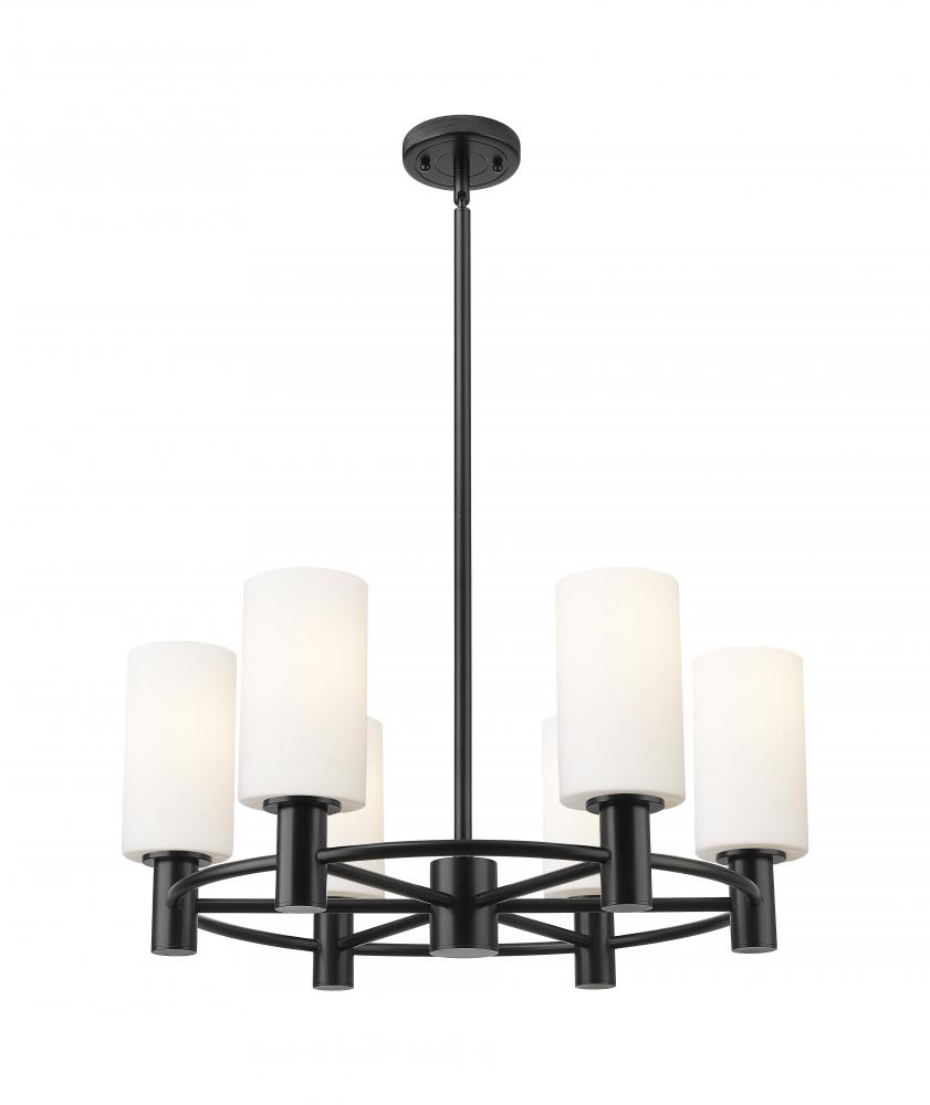 Crown Point - 6 Light - 24 inch - Matte Black - Chandelier