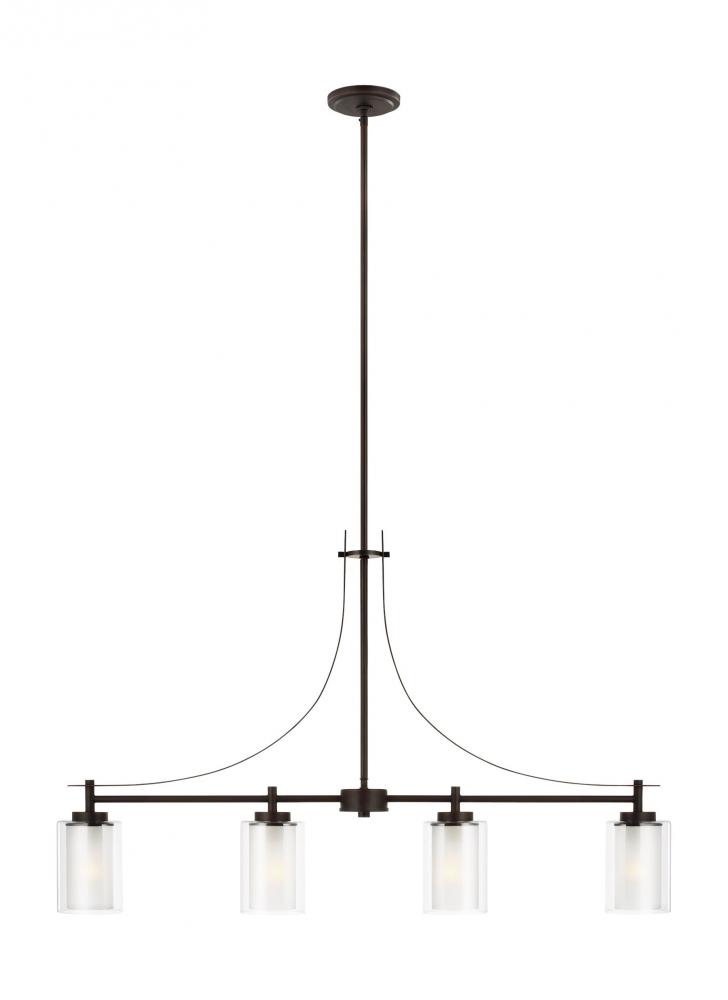 Elmwood Park traditional 4-light indoor dimmable linear ceiling chandelier pendant light in bronze f